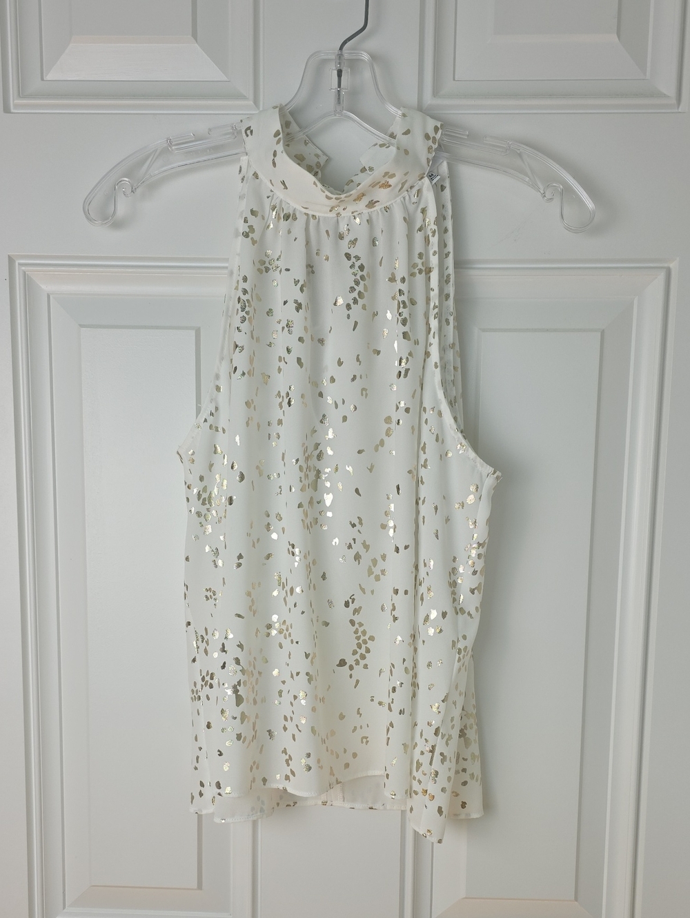 Waverly Grey Cream Halter Camisole with Gold Metallic Flecks.  Size Medium